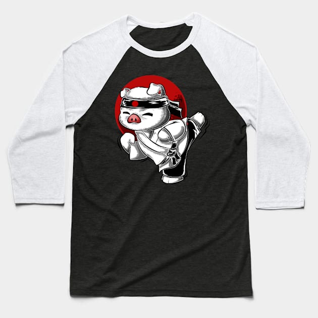 Animal Kungfu pig cute asian culture Baseball T-Shirt by the house of parodies